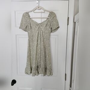 HOLLISTER Sage Green Floral Babydoll Dress